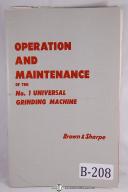 Brown & Sharpe-Brown & Sharpe 1 Univerasal Grinding Operation Manual-#1-No. 1-01